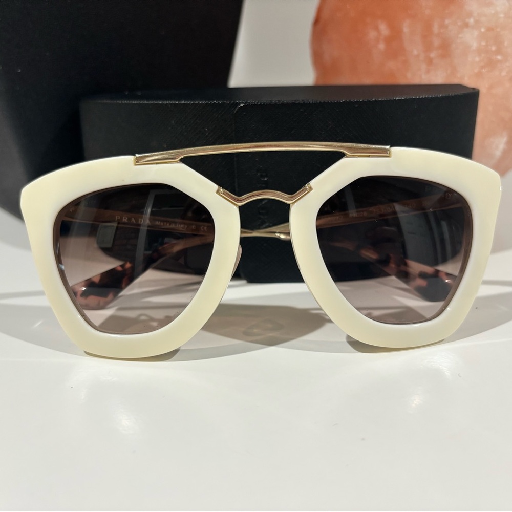 Prada White and Gold Sunglasses